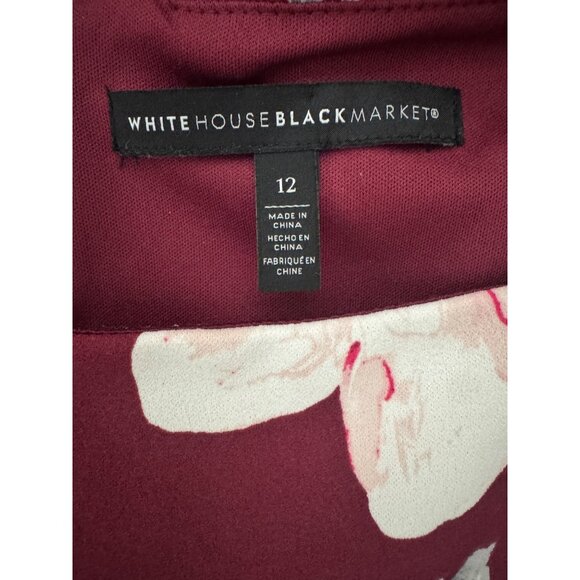 White House Black Market‎ Burgundy Fall Floral Print Sheath Dress Size 12 Office - Picture 4 of 8